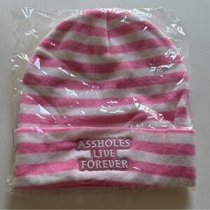 A$$holes Live Forever Striped Beanie